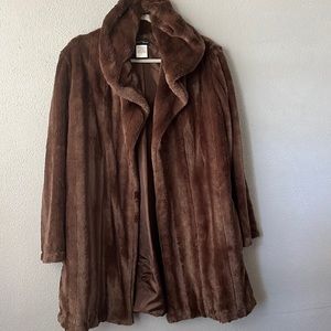 POCKETS! Slinky Brand Shawl Collar Faux Chestnut Mink Coat